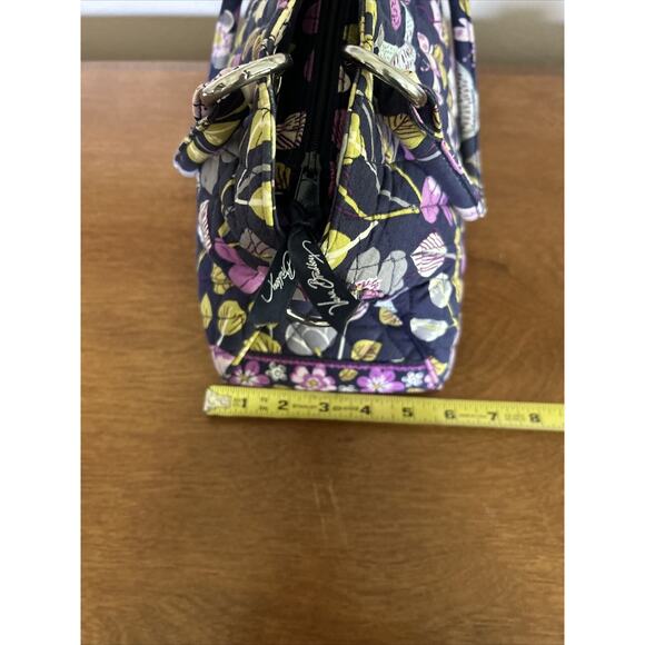 Vera Bradly Purple Yellow Cotton Handle Floral Quilted Purse. Zip Closure. - Picture 10 of 11